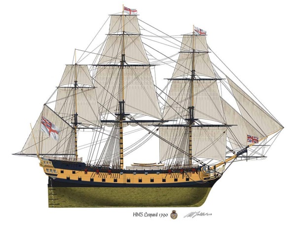the HMS Leopard (1790) was a 50-gun Portland-class that served in the Royal Navy during the French Revolutionary and Napoleonic Wars