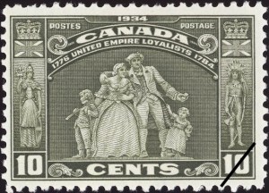 1934 10¢ stamp: United Empire Loyalists, 1776-1784