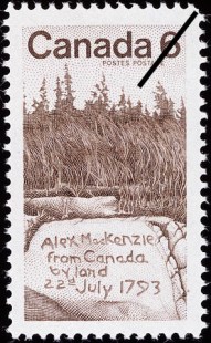 1970 6¢ stamp: Alexander MacKenzie from Canada by land 22nd July 1793