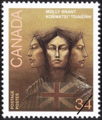 1986 34¢ stamp: Molly Brant, Koñwatsi'tsiaiéñni
