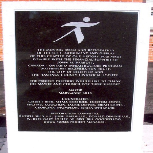 New plaque on the Belleville UEL Log Cabin Monument