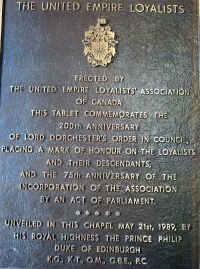 Loyalist Plaque at Bishop's University, QB. (Click for a larger image.)