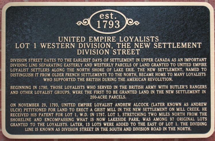 First Loyalist Settlement in Kinsville