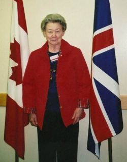 Bernice Flett with new flags
