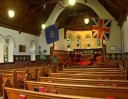 The tile frieze encircles the church interior