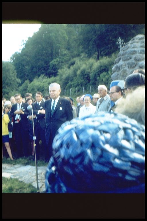 John Diefenbaker makes his unveiling speech to the audience