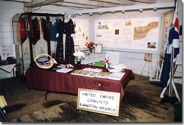 A Kawartha Branch display booth at Bobcaygeon Settlers Village, 1999