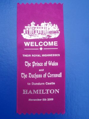 Ribbon celebrating visit to Dundurn Castle