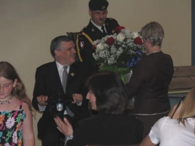 Mrs.Onley and a Bouquet of Flowers